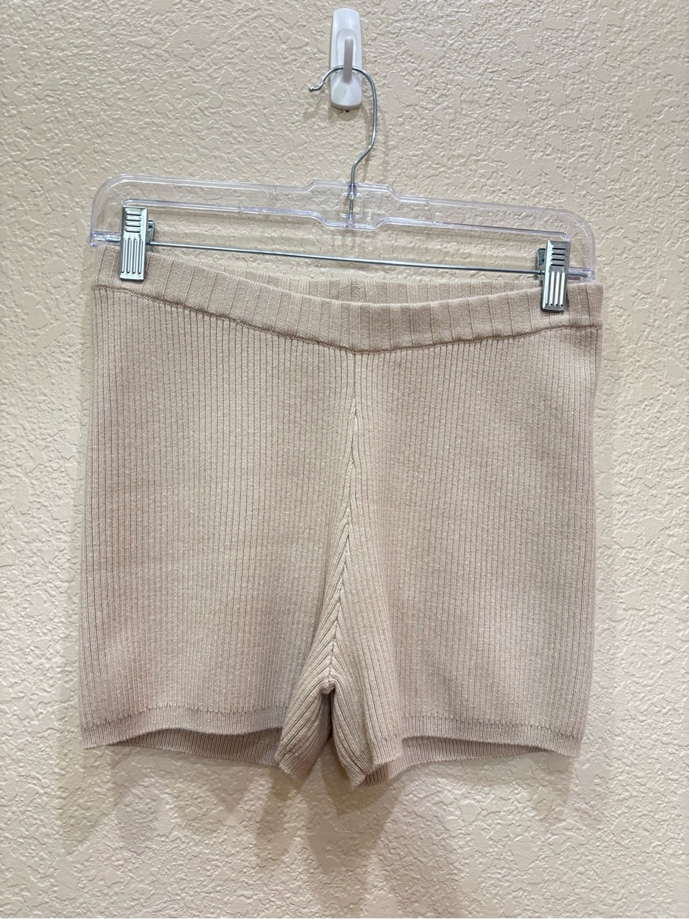 White Fox Boutique "It's About Love" Knit Lounge Shorts Cream Medium Cozy